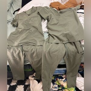 Sage green mandala scrubs gently used XS set